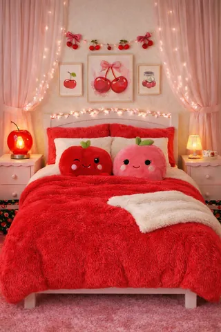 Soft Cherry Plush Bedroom