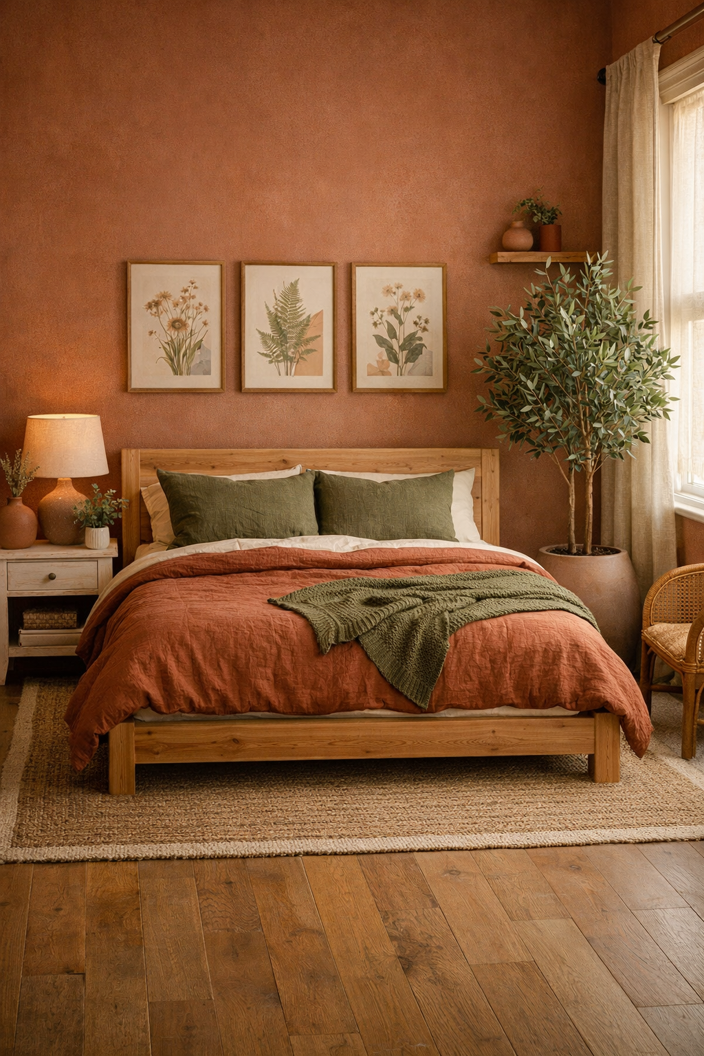 Earthy Botanical Retreat Bedroom