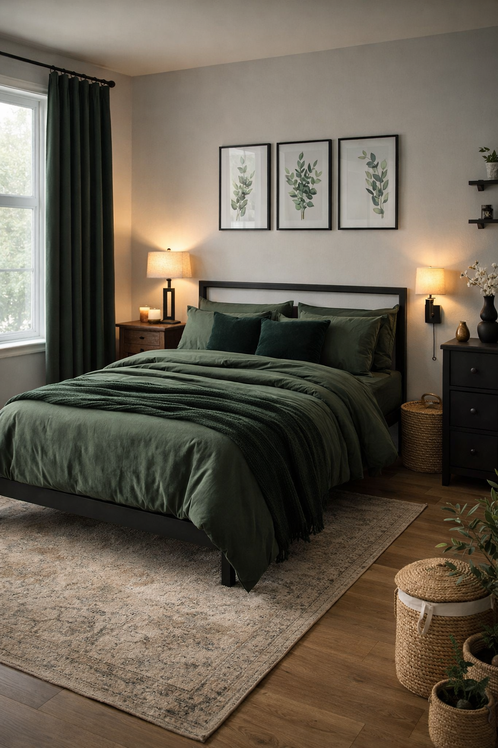 Deep Green Forest Calm Bedroom