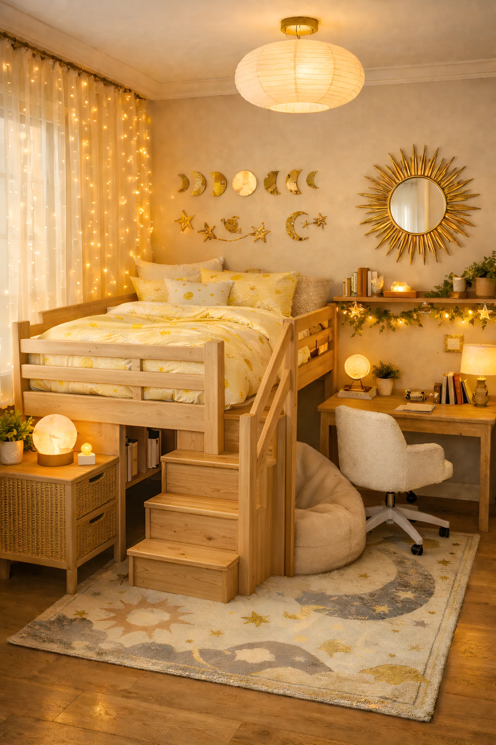 Golden celestial bedroom
